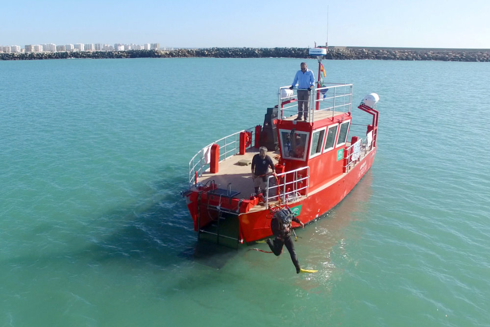 buzo entrando al mar - ocean cleaner